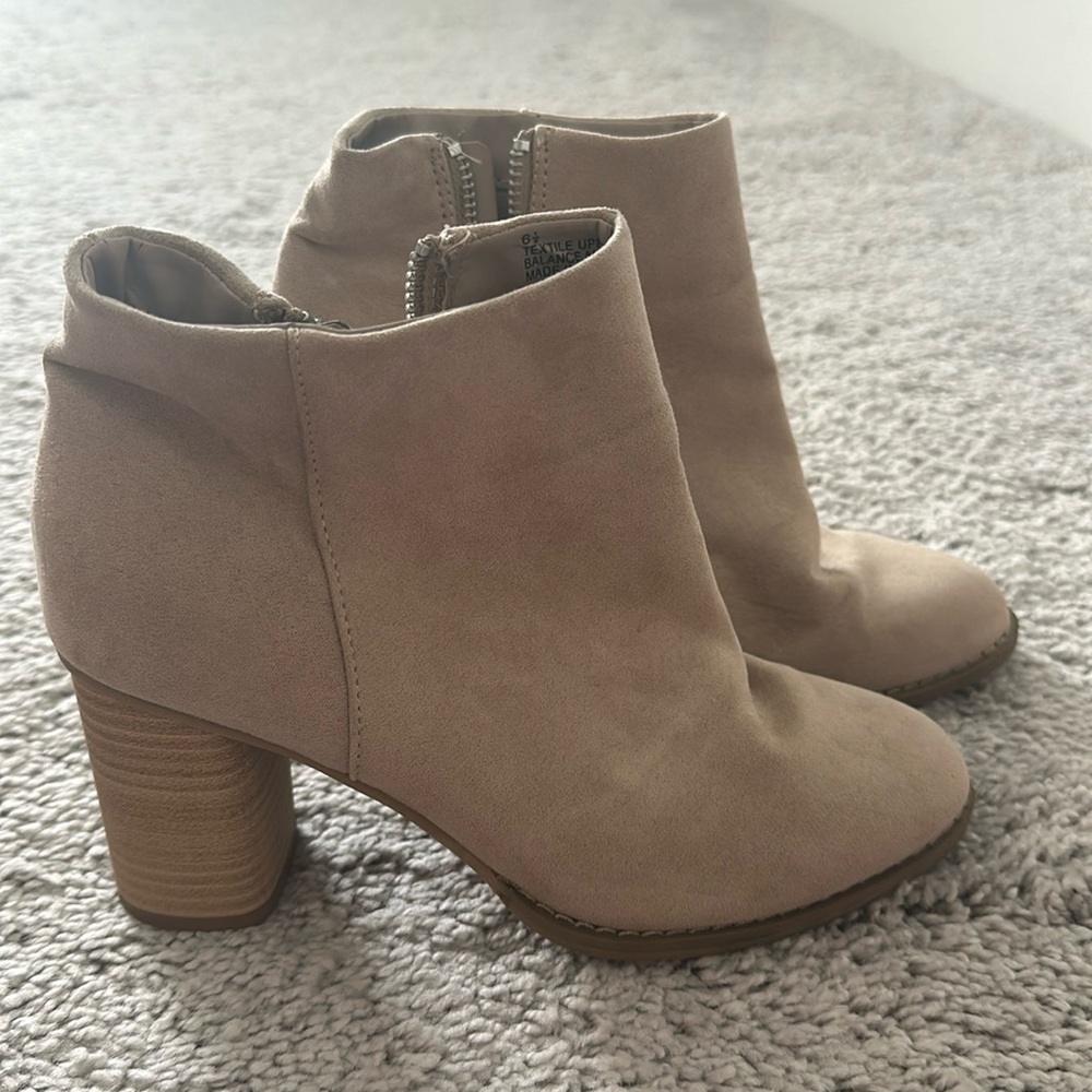 Beige suede ankle boots
